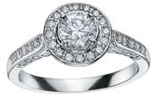 18k Gold Halo Cluster Diamond Shoulders &amp;amp; Under Head Ring 1.00Cts