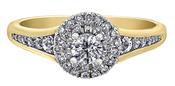18K Gold Diamond Double Halo Cluster Diamond Shoulder Ring 0.70Cts