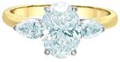 18K.Gold Lab Diamond Oval and Two Diamond Sides 2.09CT