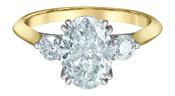 18K Gold Lab Diamond Oval Centre and Round  Sides 2.05Cts