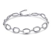 Gisser Silver Cubic Zirconia Open Oval Link Bracelet