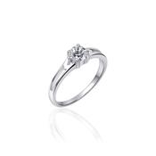 Gisser Silver Ring With Plain Sides And Cubic Zirconia Centre