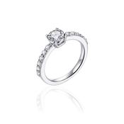 Silver Cubic Zirconia Channel Shoulders Ring