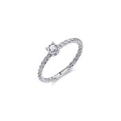 Gisser Silver Twisted Band And Cubic Zirconia Ring