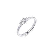 Gisser Silver Plain Band 3 Stone Cubic Zirconia Ring