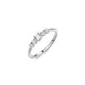 Gisser Silver 5 Stone Cubic Zirconia Ring