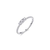 Silver Channel Set Band And 3 Cubic Zirconia Stones Ring
