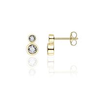 Gisser Gold Plated Cubic Zirconia Drop Stud Earrings