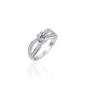 Gisser Silver CZ Crossover Ring