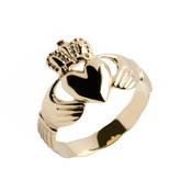 10K Gold Gents Claddagh Ring Celtic Weave Back