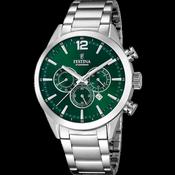 Festina Gents Chrono Green Dial Stainless Steel Bracelet