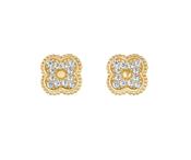 9K Gold Cubic Zirconia Flower Stud Earrings image