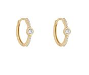 9K Gold Cubic Zirconia Rubover Hoop Earrings image