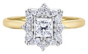 18K Gold  Diamond Princess Cluster Centre Ring 0.70Ct