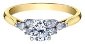 18K Gold Single Diamond Round and Pear Ring 0.70Ct