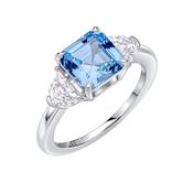 Diamonfire Square Aquamarine Zirconia Trilogy Ring