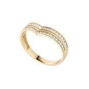 9k Gold Double Row Cubic Zirconia Wishbone Ring image