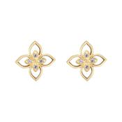 9K Gold Cubic Zirconia And Mother Of Pearl Stud Earrings image