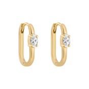 9K Gold Rectangular Cubic Zirconia Huggies Earrings image