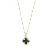 9k Gold Malachite And Cubic Zirconia Rimmed Pendant image