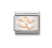 Nomination Composable Link, Rose Gold Hearts Intertwined