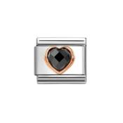 Nomination Composable Classic Link Heart With Black Cubic Zirconia