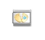 Nomination Composable Classic Link Baby Feet,Light Blue Heart