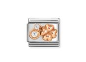 Nomination Composable Classic Link, Four-Leaf Clover with Two Cubic Zirconia