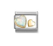 Nomination Composable Classic Link, Hearts, White Opal