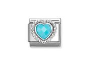 Nomination Composable Classic Link Faceted Turquoise Heart image