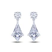 Growe 18K White Gold Lab Grown Round Brilliant and Kite Cut Diamond Earrings 1.30ct image
