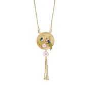 Newbridge Gold Plated Bird With Pink Flower Pendant