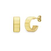 9k Gold Ridge Half Hoop Stud Earrings