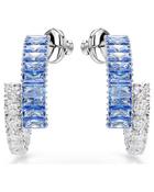 Swarovski Matrix Mixed Cut Blue Stone Hoop Earrings image