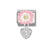 Nomination Composable Classic Link Pink Daisy with Drop Heart