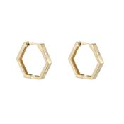 9k Gold Single Cubic Zirconia Hexagonal Hoops image