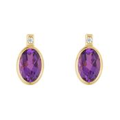 9k Gold Rubover Purple Cubic Zirconia Stud Earrings image