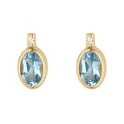 9k Gold Blue Topaz Rubover Stud Earrings image