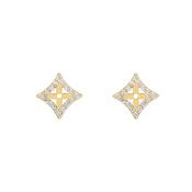 9k Gold Fancy Cubic Zirconia Square Stud Earrings image