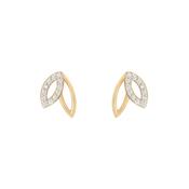9k Gold Cubic Zirconia Double Leaf Stud Earrings image