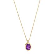 9k Gold Rubover Purple Cubic Zirconia Oval Pendant image