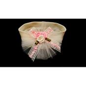 Ivory/Pink Christening/Baptism Headband with Roses Style 7048 image
