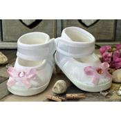 Lovely Baby Girl White &amp; Pink Christening/Baptism Shoes Style PINK CRYSTAL