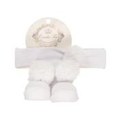 White Baby Girl Socks and Headband Set with Cute Pompons style 3570
