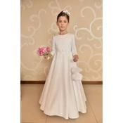 Amazing Roses Print Satin Communion Dress style J7 image