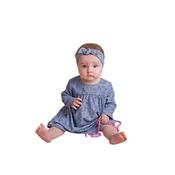 Navy Baby Girls Special Occasion Dress with Headband Style COTTON DRESS image