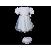 White/Pink Christening Baby Girl Dress &amp; Bonnet Style ANGELINA BIS