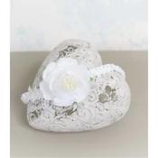 White/Green Handmade Christening Headband Style NADIA BIS image