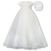 Sarah Louise Ivory Christening Gown &amp; Bonnet Style 001171
