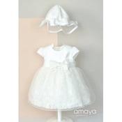 Amaya Handmade Ivory Lace Christening Baby Girl Dress Style 512020MC image